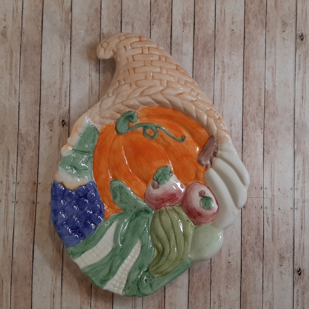 Lefton China Cornucopia Majolica Style Decorative